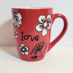 CHRISTIAN ART GIFTS RED "LOVE" COFFEE MUG FLORAL ACCENTS 2010